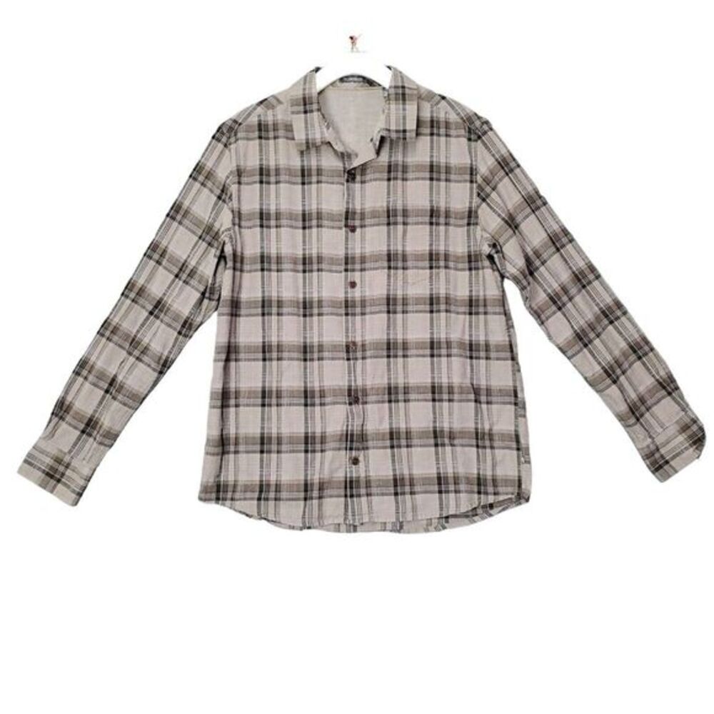 Toad&Co Mens Gorpcore Cabin 100% Organic Cotton Open Air Plaid Shirt M Brown